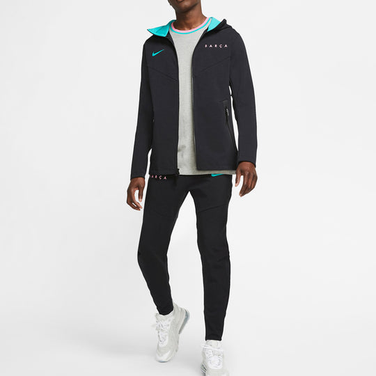 Nike Tech Pac Barcelona Full-length zipper Cardigan hooded Jacket Blac ...