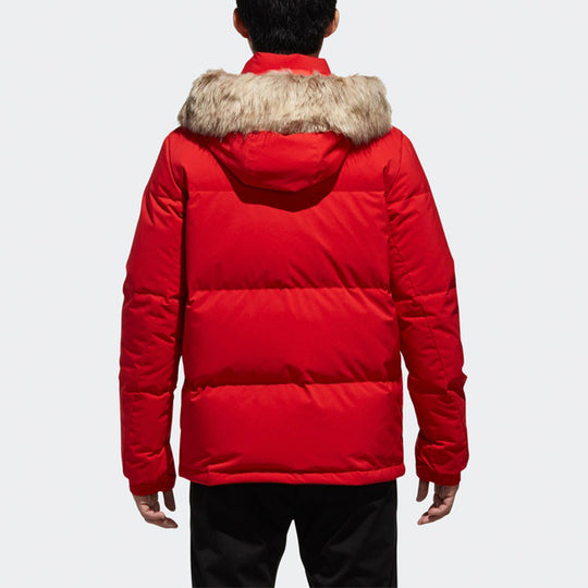 adidas Down Puffa 3STR Loose Outdoor hooded down Jacket Red DT7916