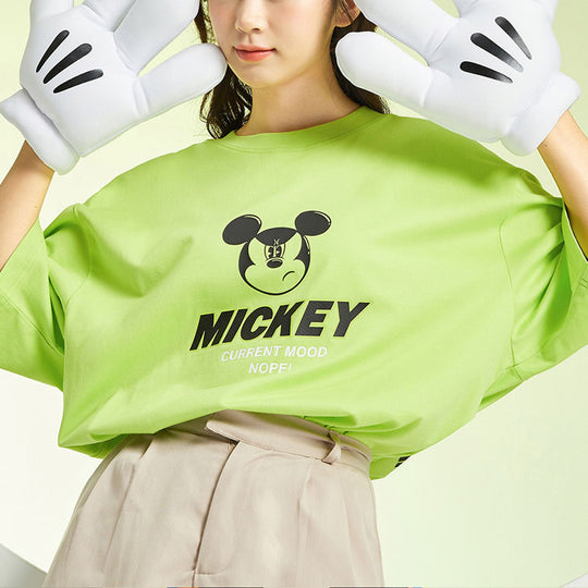 Li-Ning x Disney Crossover Sports Fashion Series Cartoon Printing Round Neck Loose Short Sleeve Green T-Shirt AHSR338-2