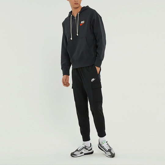 Men's Nike Embroidered Logo Half Zipper Hooded Knit Pullover Black DM5280-045
