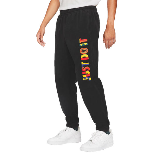 Nike Multi-Color Embroidered Logo Running Sports Pants Black CW1677-01 ...