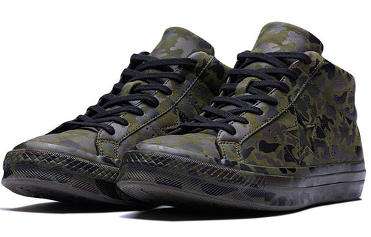 Converse One Star Retro Mid Tops Skateboarding Shoes Unisex Camouflage Green 159746C