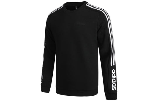 adidas neo M Basc Ss Printing Logo Sports Knit Round Neck Pullover Black H45108