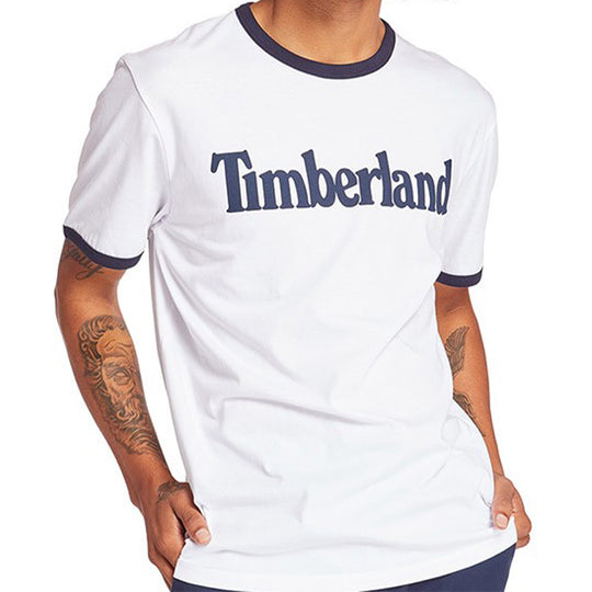 Men's Timberland Casual Round Neck Printing Short Sleeve White A2B86100