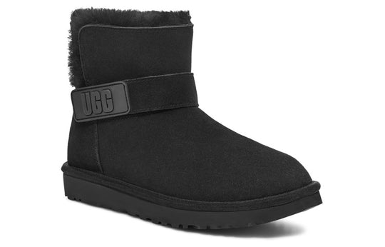 (WMNS) UGG Mini Bailey Graphic Logo Strap Boots 'Black' 1137073-BLK