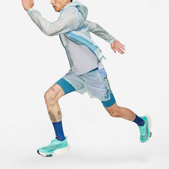 Nike Repel Wild Run Windrunner Casual Printing Running Sports Woven Jacket Blue DD5392-366