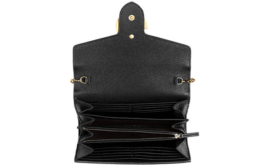 GUCCI GG Marmont Gold Label Logo Leather Chain Wallet Shoulder Messenger Bag Black 401232-A7M0T-1000 Shoulder Bags  -  KICKS CREW