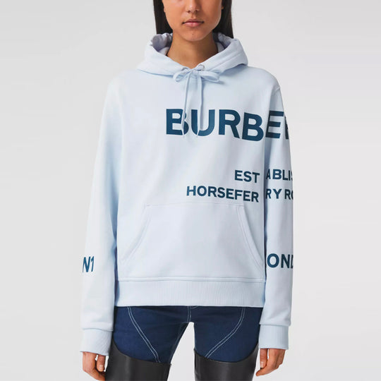 Burberry SS21 Horseferry Printing Pattern Hoodie Light Blue 80407681