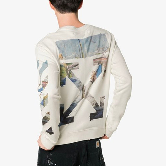 Off-White MENS SS19 Rear Logo Color Painting Diagonals Crew Sweat White OMBA025R190030120288