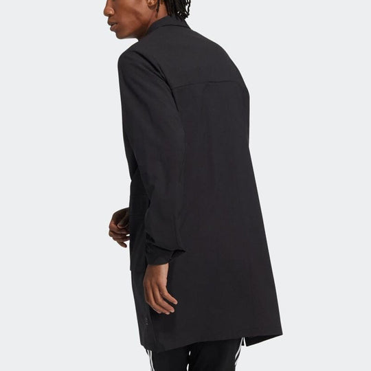 Men's adidas Lapel Breathable Solid Color Long Sleeves Jacket Japanese Version Black HD0010