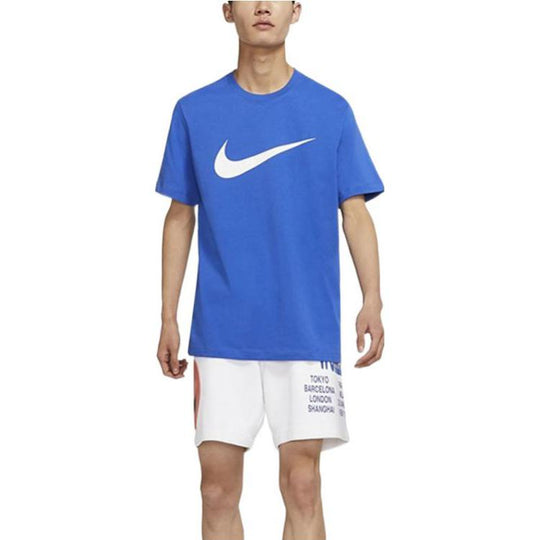 Men's Nike Logo Printing Round Neck Pullover Short Sleeve Blue T-Shirt BV0628-480