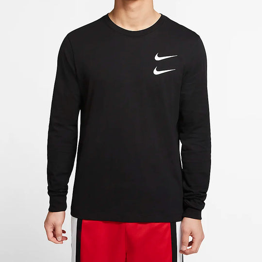 Nike Sportswear Swoosh LS Tee Round Neck Long Sleeves US Edition Black ...