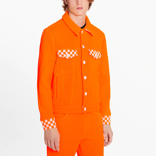 LOUIS VUITTON LV SS21 Lapel Checkered Jacket For Men Orange 1A8OZY - KICKS  CREW
