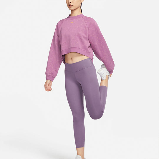 (WMNS) Nike Athleisure Casual Sports Fleece Lined Short Round Neck Pullover Purple Red Hoodie Violet DM7281-507