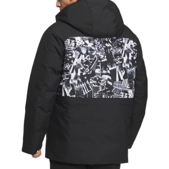 adidas Pattern Printing Hooded Down Jacket Men's Black IJ5970