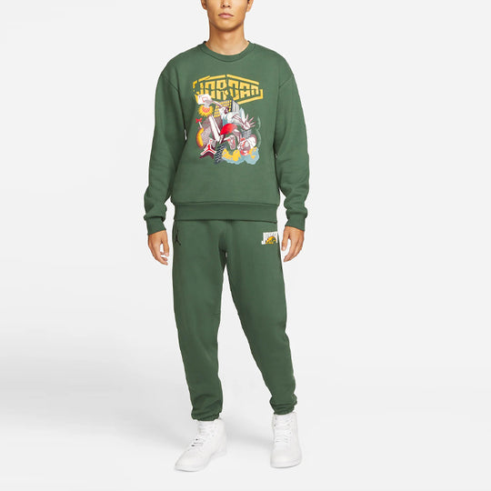 Men's Air Jordan DNA Funny Printing Athleisure Casual Sports Fleece Pullover Green DC9616-333