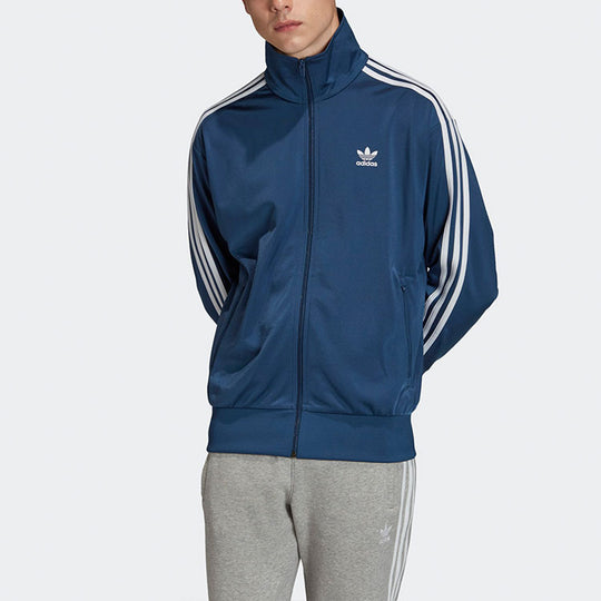 adidas originals Firebird Logo Printing Sports Stand Collar Jacket Blu