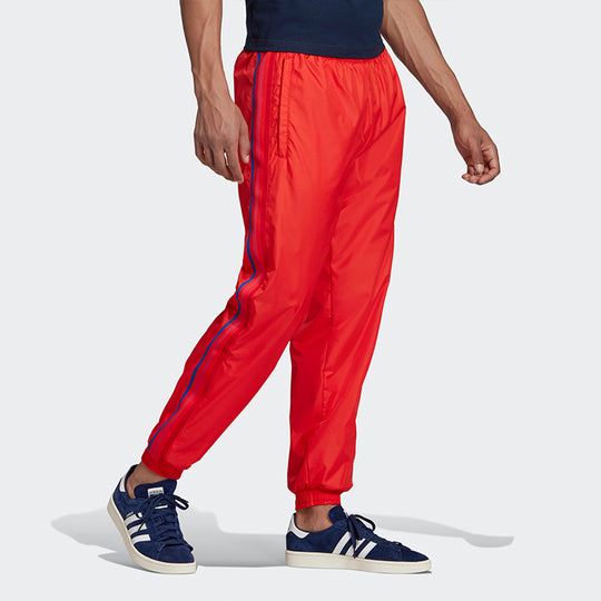 adidas originals 3D Logo Multi-Color Stripe Casual Sports Long Pants Red GE6249