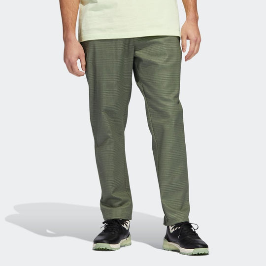 Men's adidas Solid Color Plaid Printing Straight-Leg Casual Pants/Trousers Japanese Version Olive Green HA3611