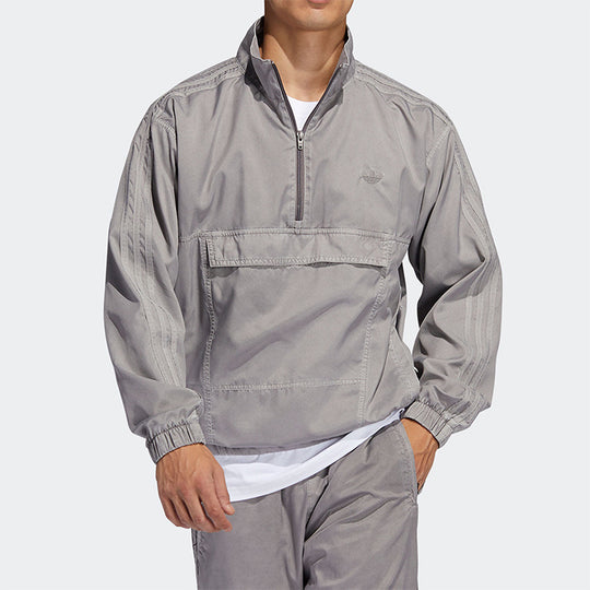 adidas originals G Wash Track Jk Half Zipper Big Pocket Sports Logo Jacket Gray GL9902