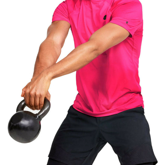 Men's Under Armour RUSH HeatGear Fitted Short Sleeve Pink T-Shirt 1351559-687