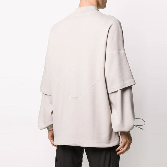 Men's A-COLD-WALL* SS21 Oversized Layered Solid Color High Collar Long Sleeves Cement T-Shirt ACWMTS024-CEM