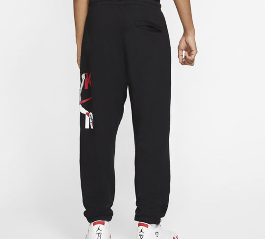 Men's Air Jordan 14 Legacy Alphabet Printing Casual Pants/Trousers Black CQ8304-010 Casual Pants - KICKSCREW