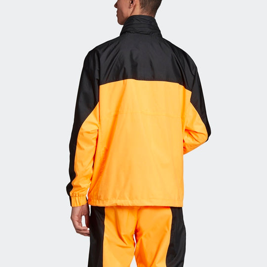 adidas originals MENS RYV Vocal Neon TT 1/4 Zip Hidden Hoodie Jacket Black/Yellow EK4335