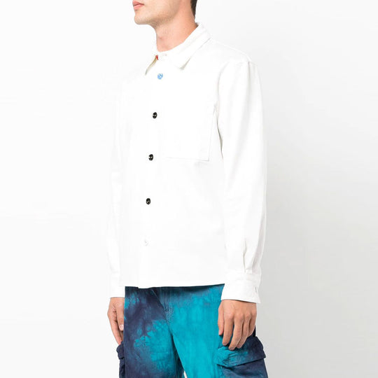 Men's OFF-WHITE Solid Color Long Sleeves Shirt Version White OMYD032F21DEN0020125 Shirt - KICKSCREW
