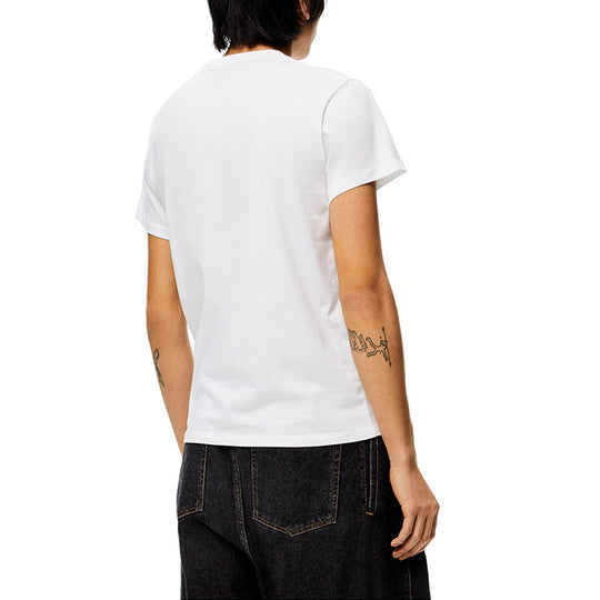 Men's LOEWE Anagram Embroidered Cotton Round Neck Short Sleeve White H526Y22J26-2100