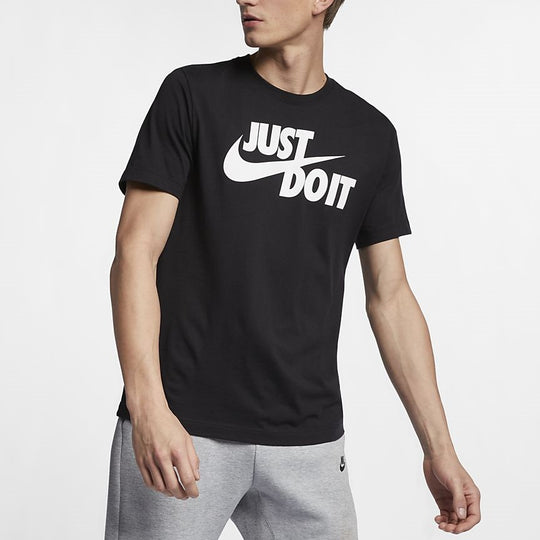 Nike Just Do It Alphabet Printing Round Neck Pullover Short Sleeve Bla ...