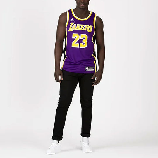 Air Jordan NBA SW Fan Edition 2020-21 Season Los Angeles Lakers LeBron James No. 23 Retro Basketball Jersey/Vest Purple CV9481-508