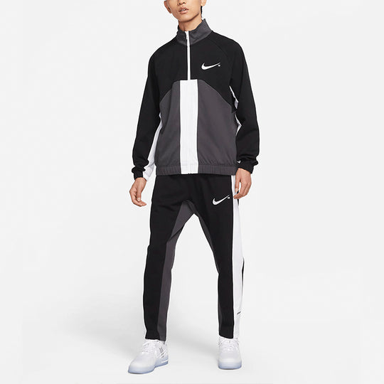 Nike Sportswear Swoosh Contrast Color Stitching Knit Stand Collar Logo ...