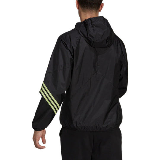adidas Stripe Logo Sports Training Half Zipper Jacket Black H65744