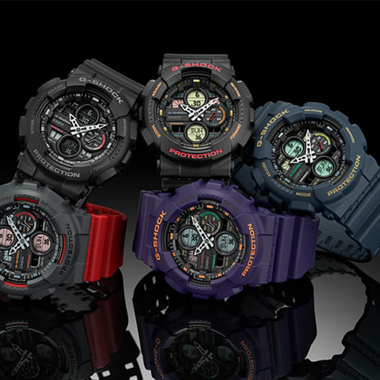 Men's CASIO G Shock Subject Series Retro Style Street Sports Waterproof Quartz Watch 54mm Resin Strap Purple Watch Mens BluePurple Analog GA-140-6A Watches - KICKSCREW