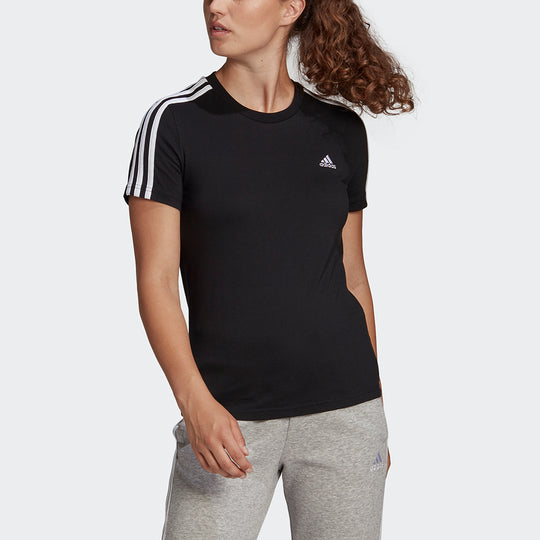 (WMNS) adidas W 3s T Sports Round Neck Short Sleeve Black T-Shirt GL0784