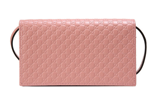 Gucci Logo Embossing Leather Logo Leather Shoulder Messenger Bag Pink Candy 466507-BMJ1G-5806