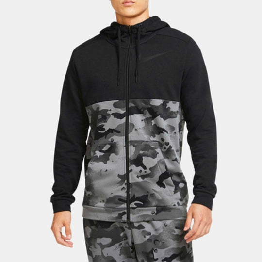 Nike DRI-FIT Colorblock Camouflage Zipper Cardigan Training Hooded Jac ...