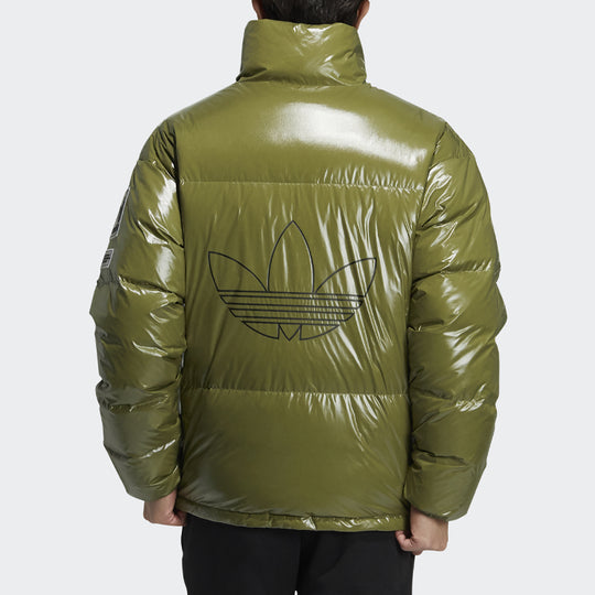 adidas originals Stand Collar Solid Color Sports Down Jacket Green H66014