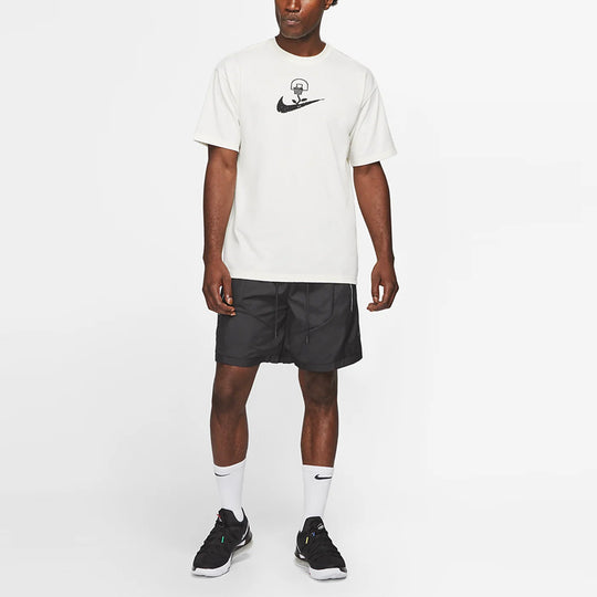 Nike Basketball Sports Graffiti Printing Short Sleeve US Edition Creamy White DC1283-910