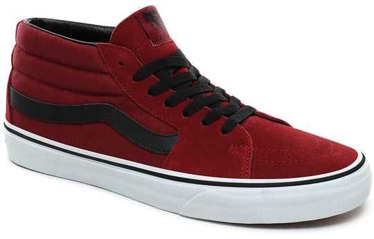 Vans SK8-Mid Mid-Top Retro Skate Shoes Unisex Black Red VN0A3WM31K4