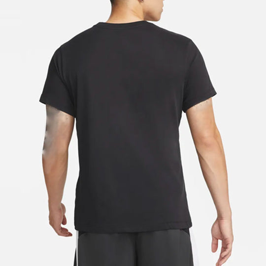 Men's Nike Solid Color Large Logo Printing Round Neck Pullover Short Sleeve Black T-Shirt DR7643-010