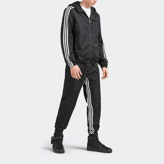 Men's adidas originals Stripe Hooded Track Jacket Black HN3987