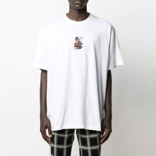 Off-White SS21 Printing Round Neck Pullover Short Sleeve Loose Fit White OMAA038S21JER0070140