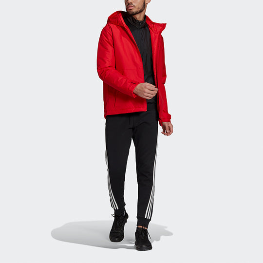 adidas Casual Sports Windproof Hooded Jacket Red GN3236
