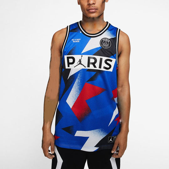 Air Jordan Paris Saint-Germain Contrasting Colors Sports Basketball Vest  Blue BQ8356-480