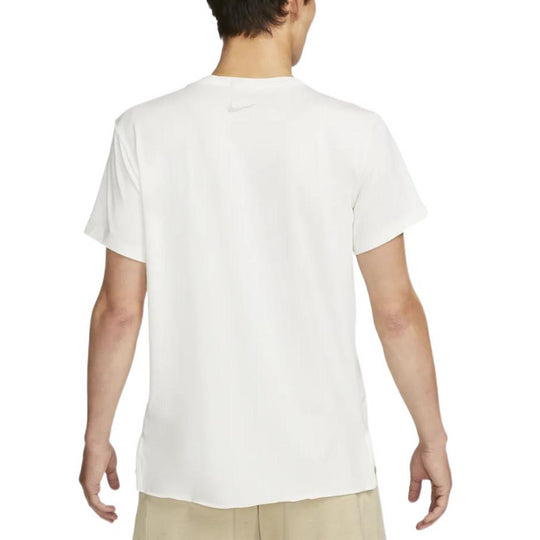 Men's Nike Yoga Dri-FIT Moisture Conduction Quick Dry Solid Color Round Neck Short Sleeve Light Grey T-Shirt DM7826-133