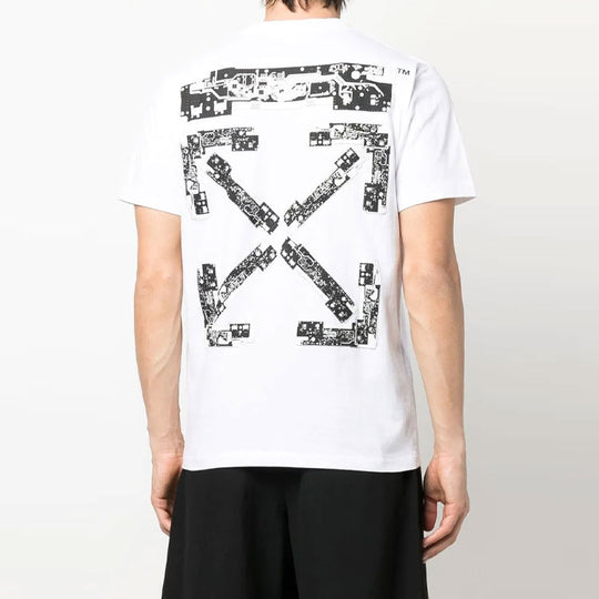 Men's OFF-WHITE x Teenage Engineering Crossover Logo Printing Short Sleeve White T-Shirt OMAA027T22JER0010110