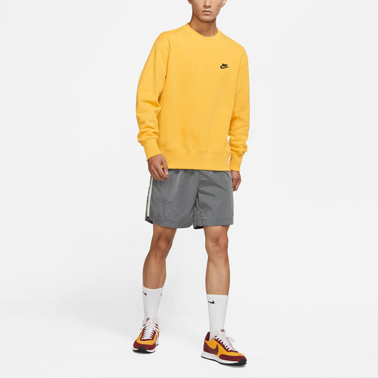 Men's Nike Sportswear Logo Casual Sports Round Neck Pullover Yellow DA ...