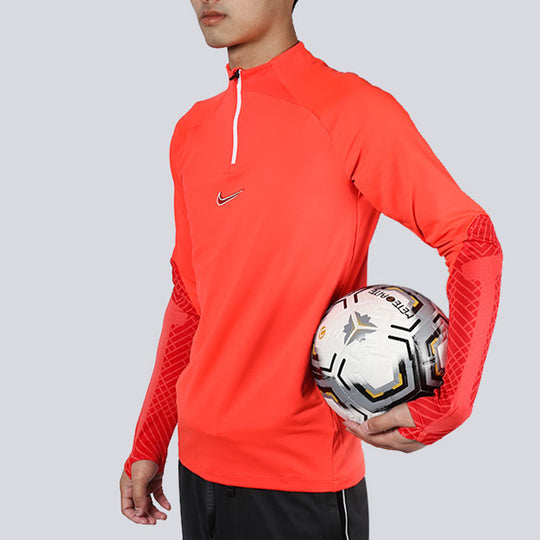 Men's Nike Soccer/Football Half Zipper Stand Collar Long Sleeves Pullover Deep Red T-Shirt DH8733-635